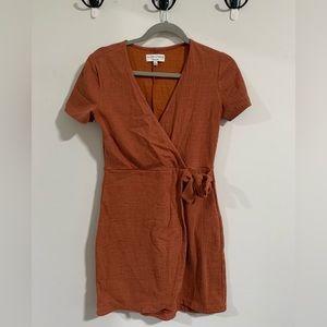 Rust Orange Front Tie Dress